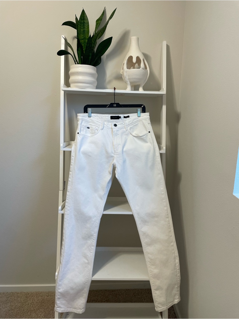 Massimo Dutti White Straight-Leg Men's Jeans
